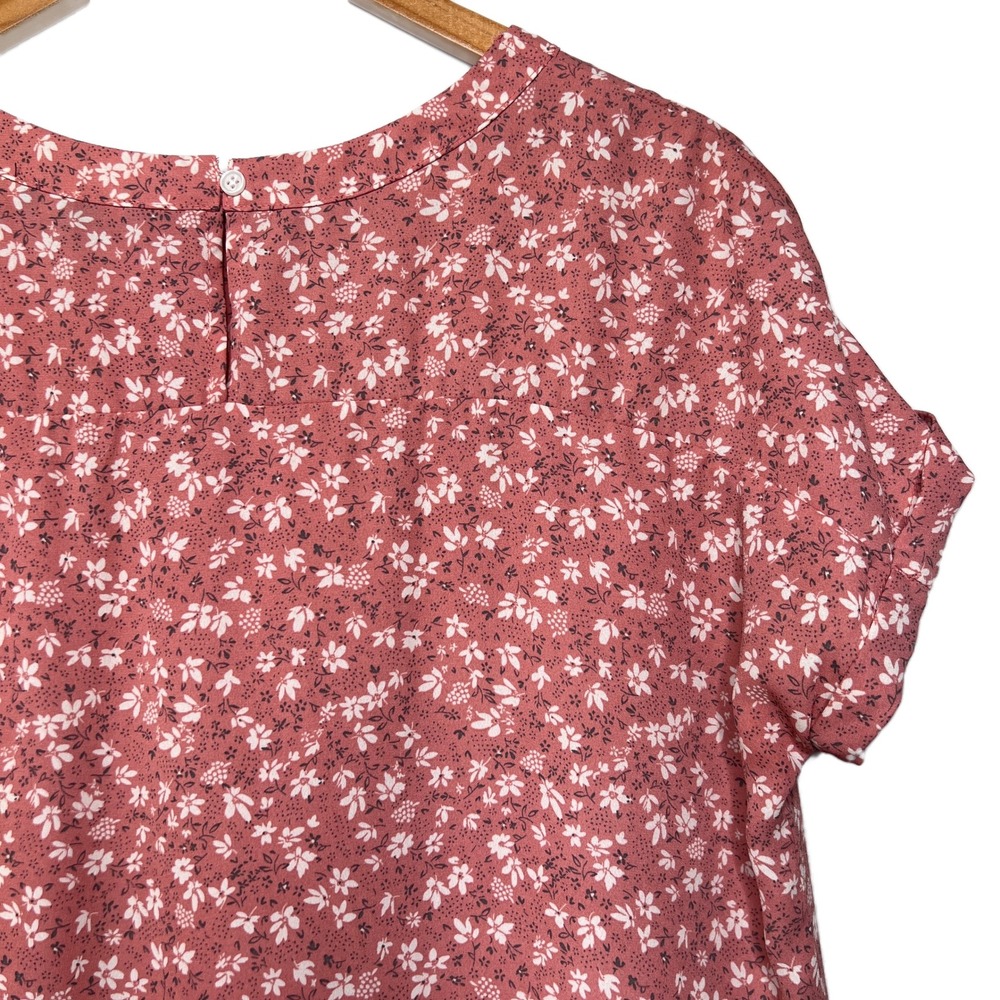 Buffalo David Bitton Women's Pink Floral Print Short Sleeve Top Size M Pocket - Picture 6 of 8
